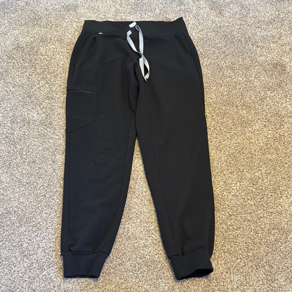 Figs Black Jogger Pants with grey Drawstring small